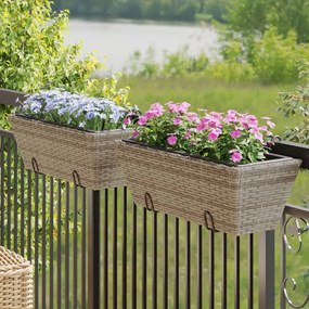 Fioriere Con Ganci 2 Pz Grigie İn Polyrattan /