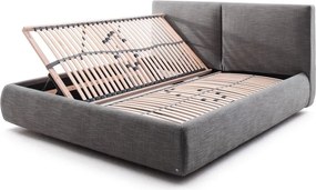 Letto matrimoniale imbottito grigio scuro con contenitore con rete inclusa 180x200 cm Atesio – Meise Möbel