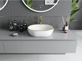 Mexen Viki lavabo da appoggio 48 x 35 cm, bianco/bordo oro - 21054805