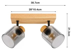 Brilagi - Faretto HYGGE 2xE14/15W/230V in legno di hevea, finitura fumé
