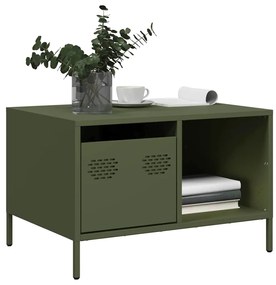 Tavolino Verde Oliva 68,5x50x43,5 Cm Acciaio Laminato A Freddo /