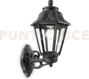 Dafne applique a parete nero 1 luce attacco e27 h.45cm vetro antigi...