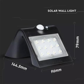 Applique a LED solare con sensore LED/1.5W/3,7V IP65 nero