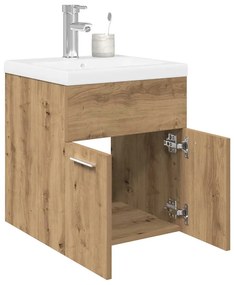 Mobile Bagno Con Lavabo Integrato&rubinetto Rovere Artigianale /