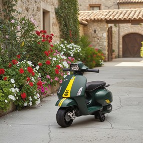 Moto Elettrica per Bambini con Licenza Ufficiale Piaggio Vespa 6V con Rotelle e Luci Verde Scuro...