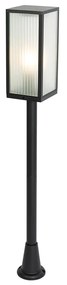 Lampada da terra per esterni nera con vetro scanalato 100 cm IP44 - Charlois Ribbed