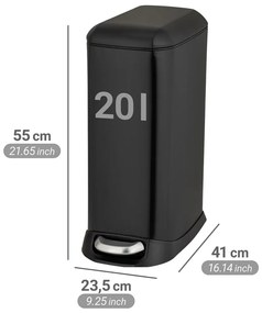 Cestino per la spazzatura nero opaco in acciaio con pedale 20 l Design – Wenko
