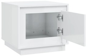 Tavolino da Salotto Bianco Lucido 51x50x44 cm Legno Multistrato