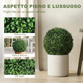 Topiarie Sfere di Pianta Artificiale di Bosso Ø42 cm con 682 Foglie Resistente UV Verde...