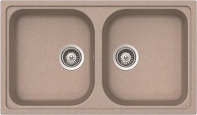 Lavello integrato 2 vasche in quarzo sabbia DELINIA Elbe L 50 x L 86 cm