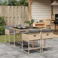 Set Pranzo da Giardino 5 pz con Cuscini Beige Misto Polyrattan 3211260