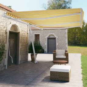 Tenda Da Sole Autoportante Manuale 600x350 Cm Gialla Bianca /