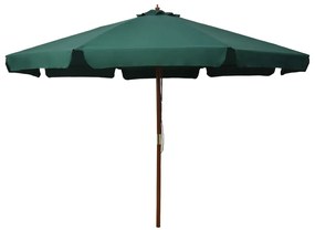 Ombrellone Da Esterni Con Palo İn Legno 330 Cm Verde /