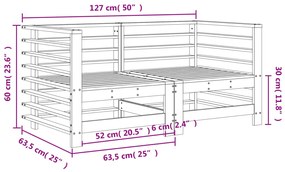 Divani Angolari da Giardino 2 pz Bianchi Legno Massello di Pino