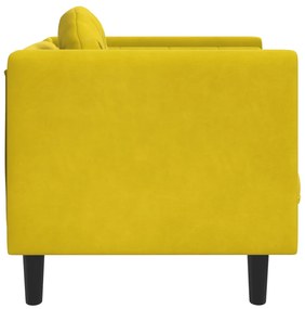 Poltrona con cuscino giallo in velluto