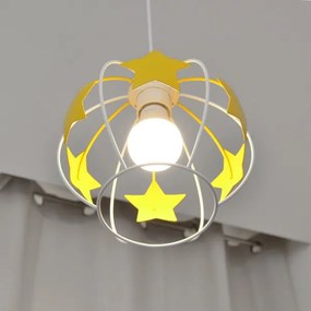 Lampadario a sospensione per bambini STARS 1xE27/15W/230V giallo/bianco