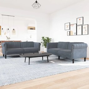 Set Di Divani 2 Pz Grigio Scuro İn Velluto /
