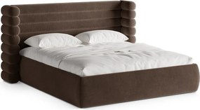 Letto matrimoniale imbottito marrone con contenitore con rete inclusa 160x200 cm Mount – Micadoni