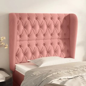 Testiera Ad Orecchio Rosa 103x23x118/128 Cm İn Velluto /