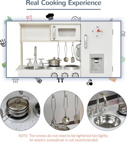 Cucina Giocattolo per Bambini 74x30x81 cm in Legno Bianca...