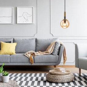 Lampadario a sospensione con filo ROLLO 1xE14/5W/230V oro/fumé beige