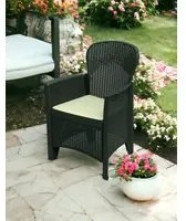 Sedia da esterno Como, Seduta da giardino, Poltrona outdoor effetto rattan, 100 % Made in Italy, Cm 60x58h89, Antracite