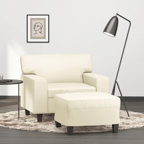 Poltrona Con Poggiapiedi Crema 60 Cm İn Similpelle /