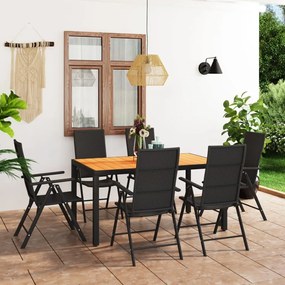 Set da pranzo da giardino 7 pz nero e marrone