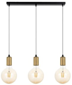 Lampadario a sospensione con filo MIROS 3xE27/60W/230V nero/oro