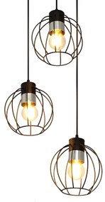 Lampadario a sospensione con filo STARLIGHT 3xE27/15W/230V nero/argento