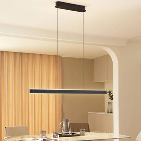 Lucande lampada LED a sospensione Philine, lunghezza 121 cm, ferro nero Philine Lucande, dimmerabile, Nero, Soggiorno / Sala da pranzo, Moderno