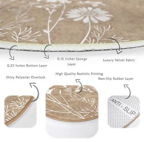 Tappeto rotondo lavabile marrone chiaro adatto per aspirapolvere robot ø 120 cm Comfort - Mila Home