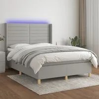 Letto a Molle Materasso e LED Grigio Chiaro 140x190 cm Tessutocod mxl 123317