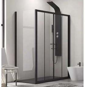 Kamalu - Box doccia 160x90 angolare doppio scorrevole colore nero KFN6000S
