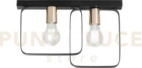 Plafoniera smith nera e oro 2 luci attacco e27 41,5x5x27cm in metallo