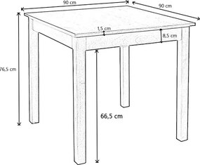 Tavolo fisso in legno gamba quadrata RISTORANTE misura 90x90 Bianco Frassino