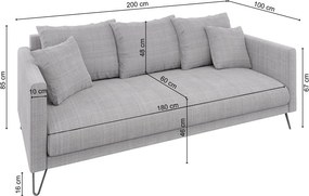 Divano grigio chiaro con rivestimento in ciniglia 200 cm Freya – Ropez