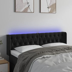 Testiera A Led Nera 163x16x78/88 Cm İn Velluto /