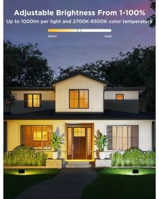 Govee - Set da 4 proiettori LED RGBICWW dimmerabili, 24W, 230V, IP66, compatibili con Matter e Wi‑Fi