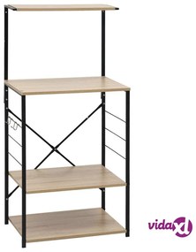 vidaXL Mobile Microonde Nero e Rovere 60x39,6x123cm Legno Multistrato