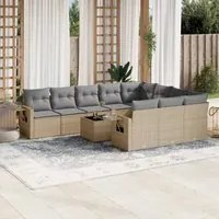 Set Divani da Giardino 11 pz con Cuscini Beige in Polyrattan 3253036