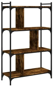 Libreria rovere fumo 4 ripiani 76x32x123 cm legno multistrato
