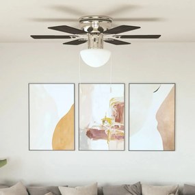 Ventilatore da Soffitto Decorato con Luce 82cm Marrone Scuro