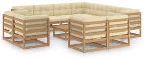 Set divani da giardino 12 pz cuscini miele in massello di pino