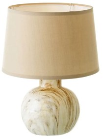 Lampada da tavolo in ceramica beige con paralume in tessuto (altezza 26,5 cm) - Casa Selección