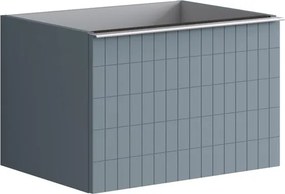 Mobile da bagno sospeso sotto lavabo Pixel grid 2 cassetti L 60 x H 40 x P 45.5 cm blu indaco e maniglia alluminio brillante