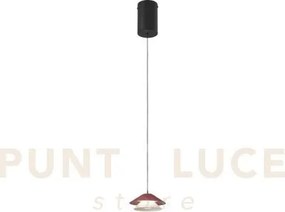 Lampadario a sospensione led atreo rosso+beige in metallo e allumin...