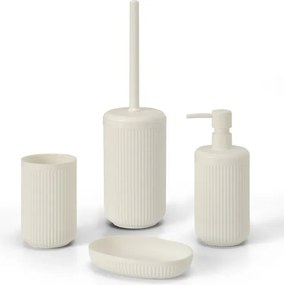 Porta spazzolini bianco crema in plastica cannettata rigida Arizona