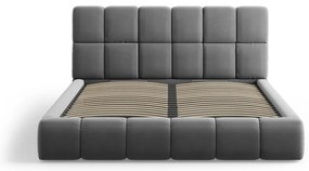 Letto matrimoniale imbottito grigio in velluto con contenitore con rete inclusa 200x200 cm Bellis – Micadoni