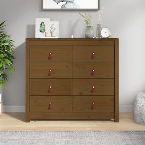Armadietto Marrone Ambra 100x40x90 Cm İn Legno Massello Di Pino /